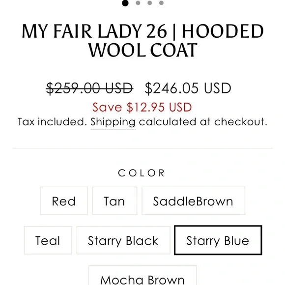 Linennaive My Fair Lady 26 Hooded Wool Coat size medium in Starry Blue NWT - Picture 7 of 8